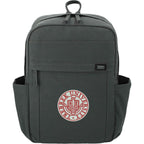 Terra Thread Earth Backpack in Fairtrade Organic Cotton, 15 Inch Embroidery - Charcoal - Front