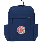 Terra Thread Earth Backpack in Fairtrade Organic Cotton, 15 Inch Embroidery - Navy - Front