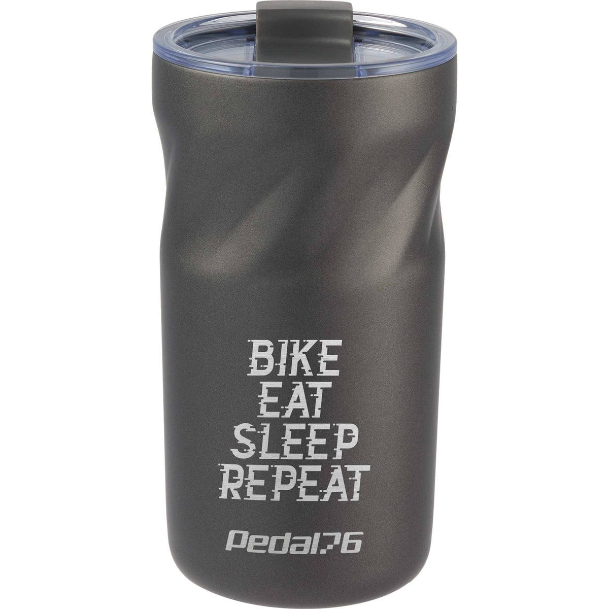 Thalia Geometric Grip Vacuum Tumbler, 16 oz Laser Engraving - Charcoal - Front