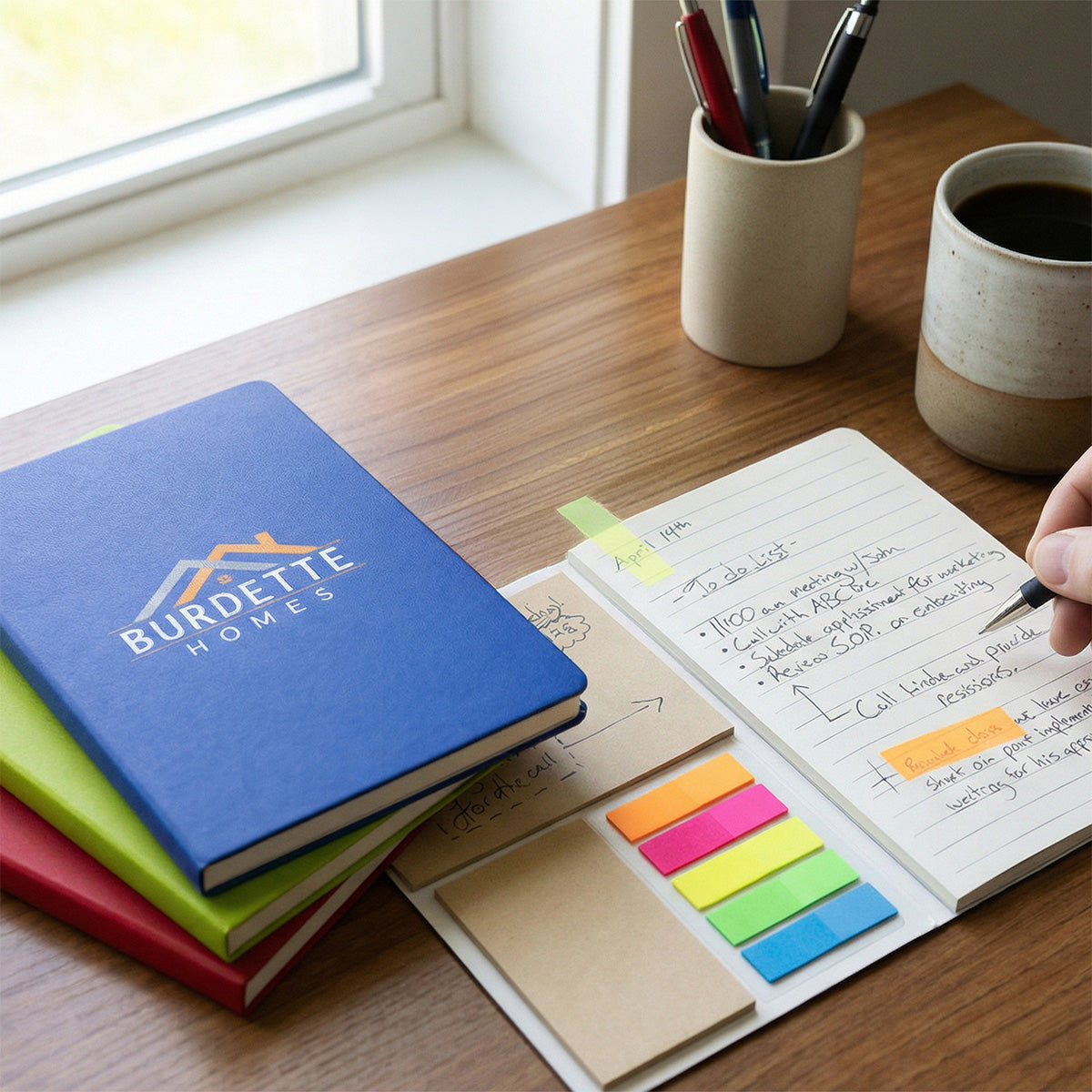 Theo Notebook in Kraft Paper with Sticky Notes - Royal Blue - Lifestyle_Digibrite