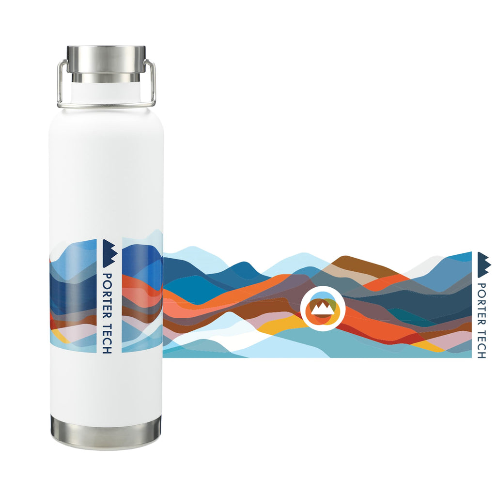 Thor Copper Insulated Bottle, 32 oz Laser Engraving - White - Front 3