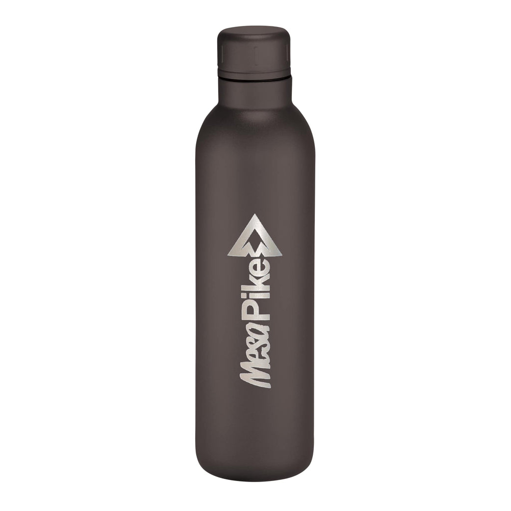 Thor Copper Insulated Bottle with Narrow Mouth, 17 oz Laser Engraving - Black - Front 2