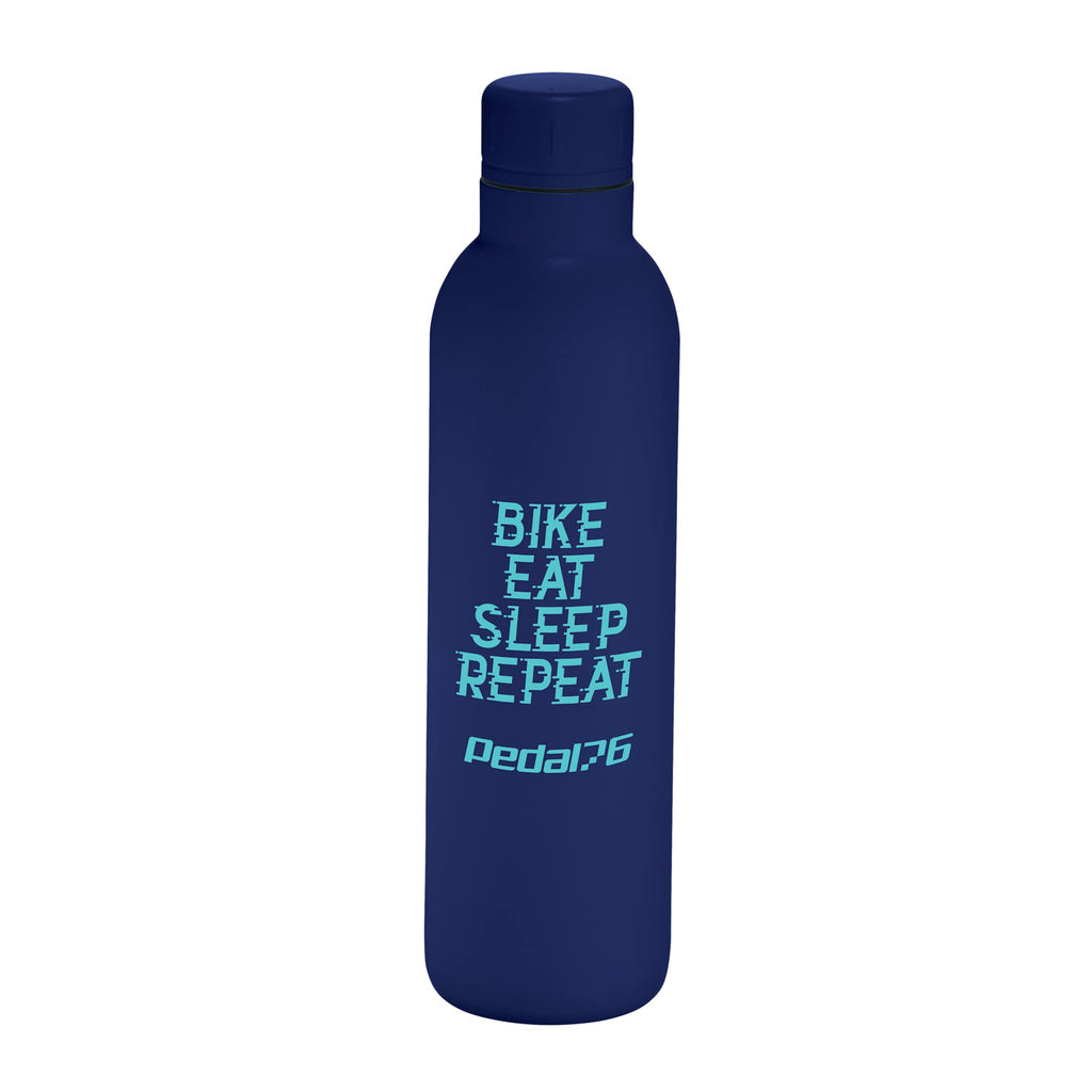 Thor Copper Insulated Bottle with Narrow Mouth, 17 oz Laser Engraving - Navy - Front