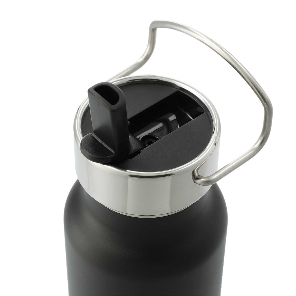 Thor Copper Insulated Bottle with Straw Lid, 25 oz - Black - Left Angle 2