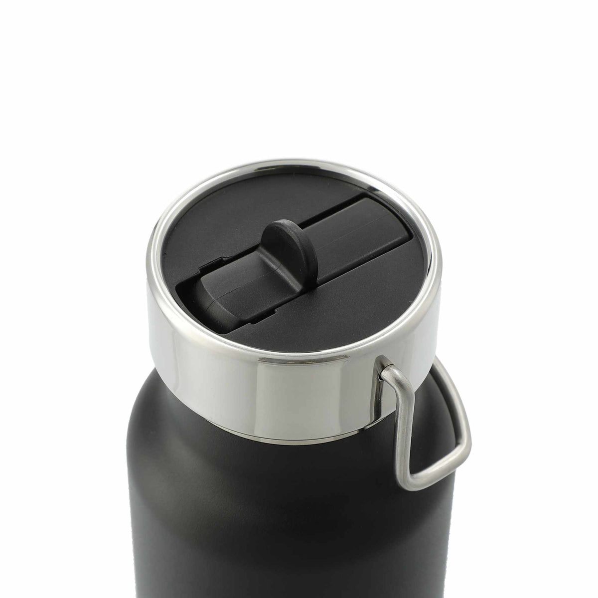 Thor Copper Insulated Bottle with Straw Lid, 25 oz - Black - Left Angle