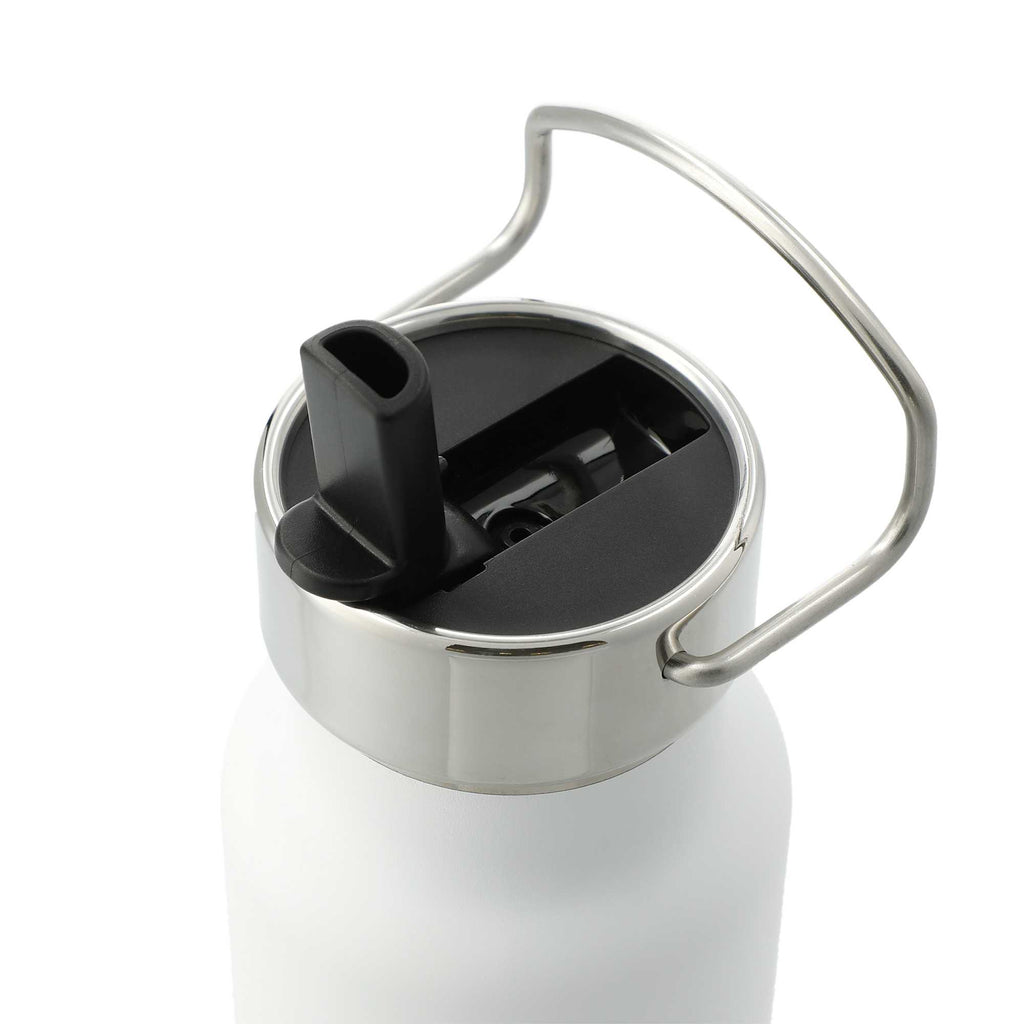 Thor Copper Insulated Bottle with Straw Lid, 25 oz Full Color - White - Left Angle 2