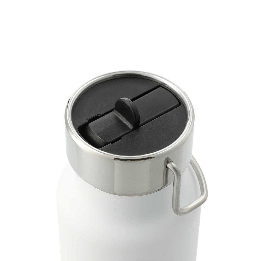Thor Copper Insulated Bottle with Straw Lid, 25 oz Full Color - White - Left Angle
