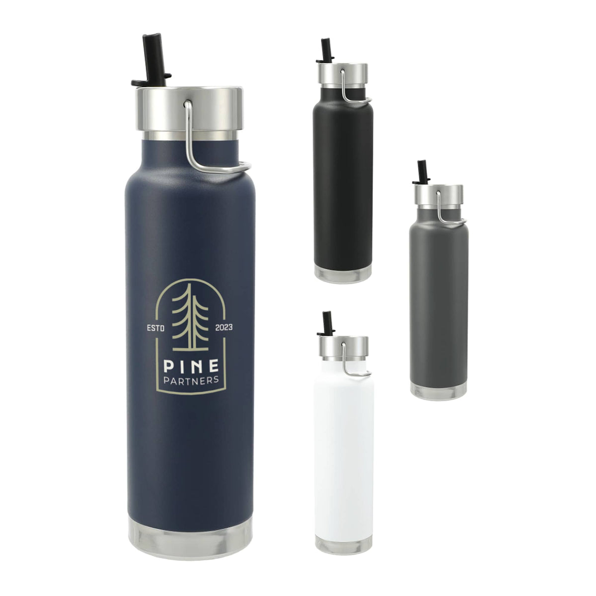 Thor Copper Insulated Bottle with Straw Lid, 25 oz - Navy - Front Group 2