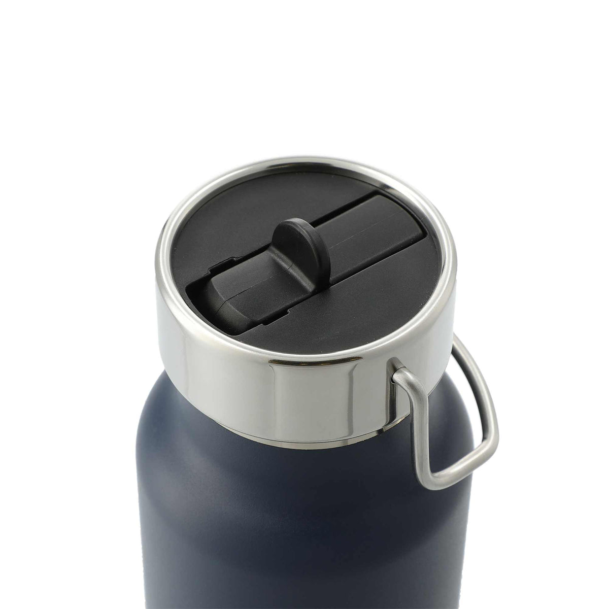 Thor Copper Insulated Bottle with Straw Lid, 25 oz - Navy - Left Angle