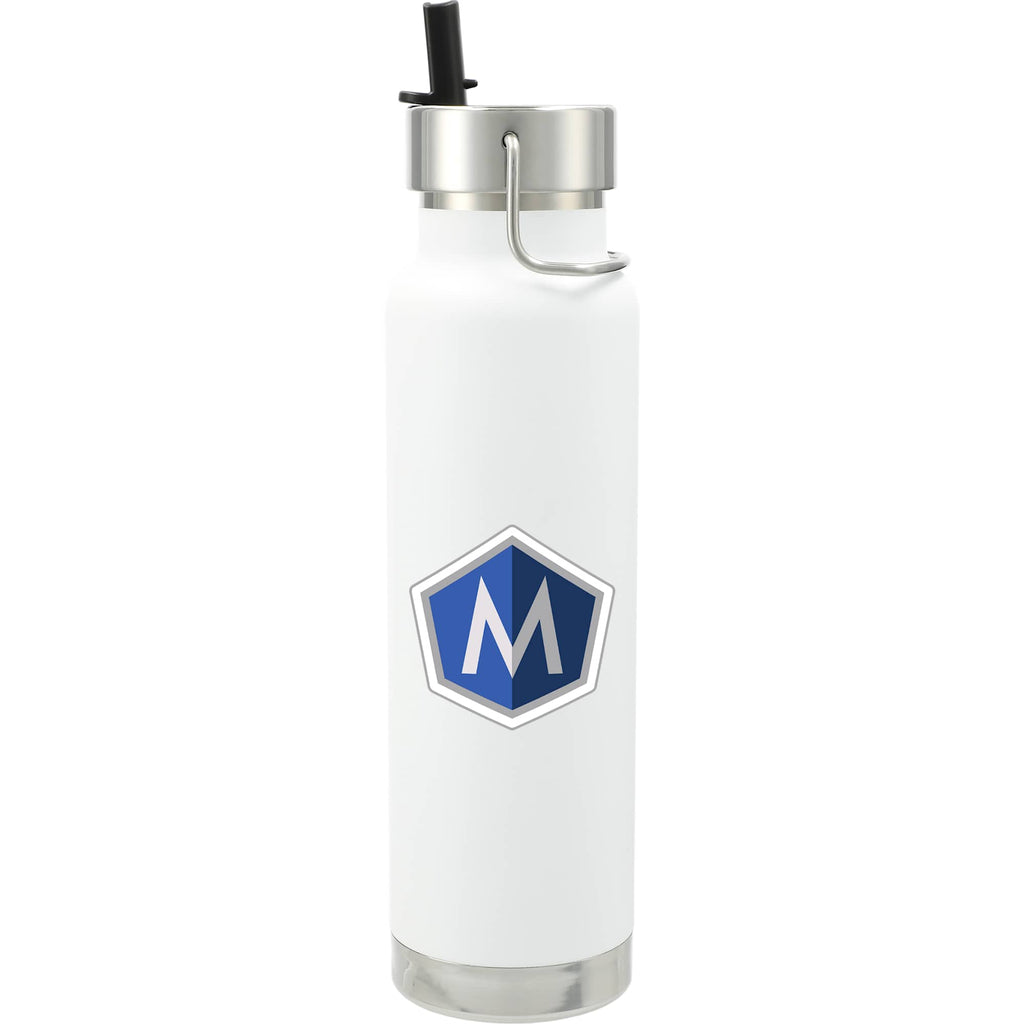 Thor Copper Insulated Bottle with Straw Lid, 25 oz - White - Front