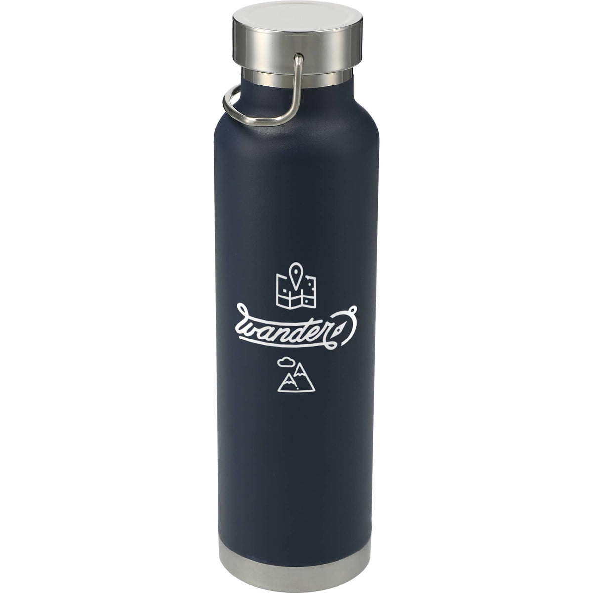 Thor Copper Insulated Water Bottle, 22 oz Full Color - Navy - Front 2