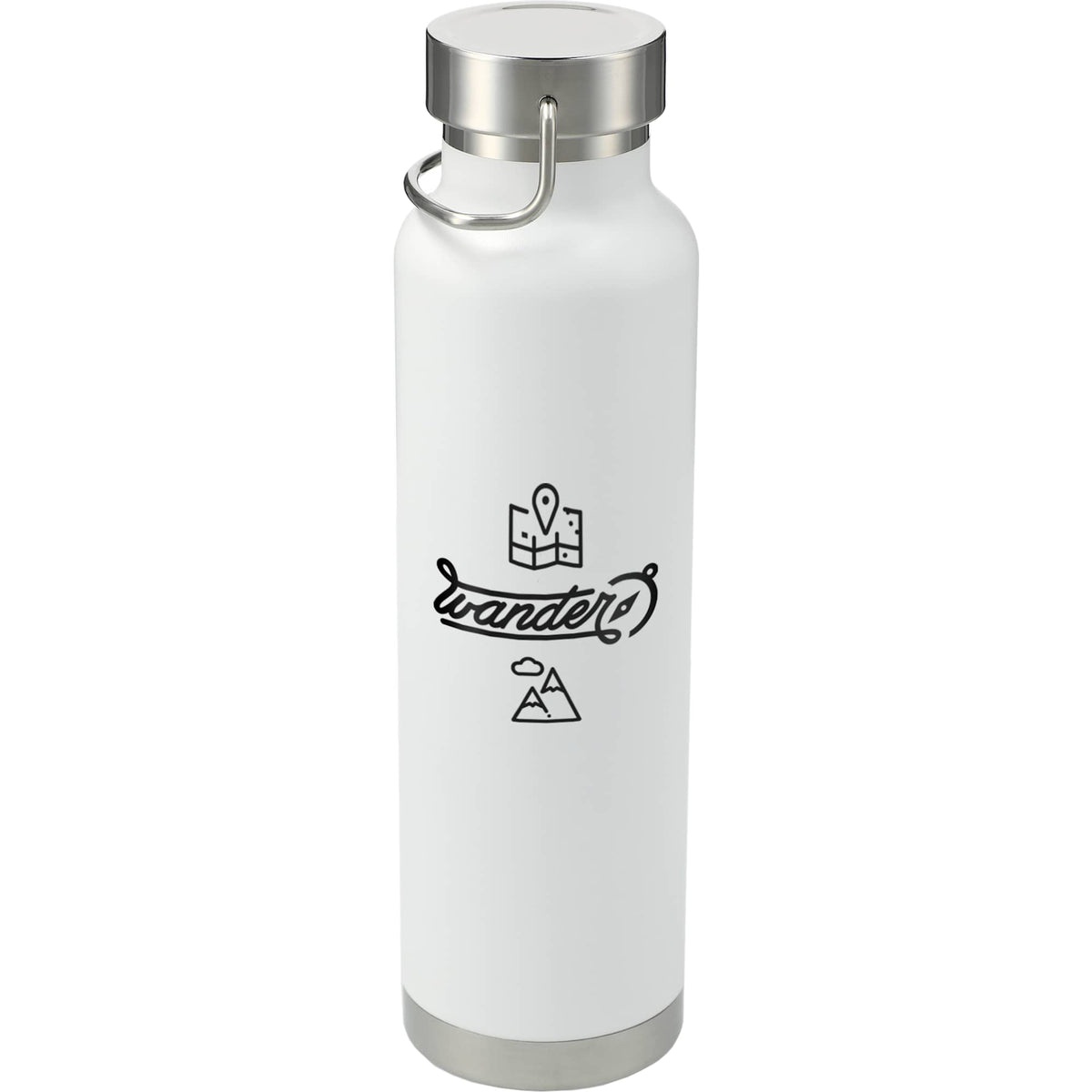Thor Copper Insulated Water Bottle, 22 oz Full Color - White - Front 2