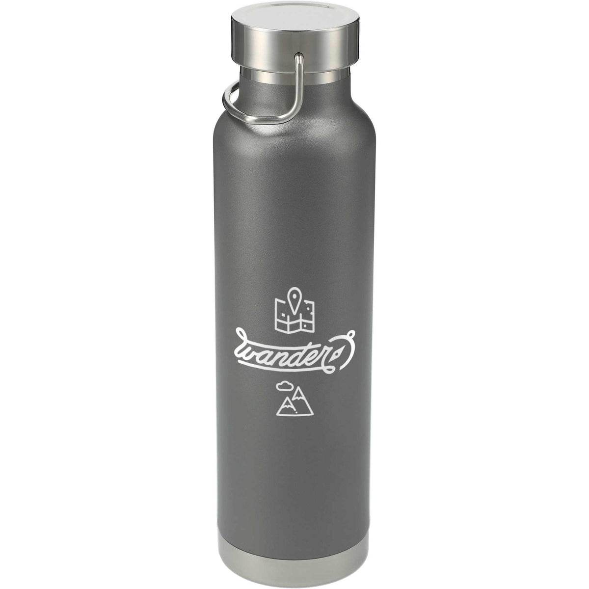 Thor Copper Insulated Water Bottle, 22 oz - Gray - Front