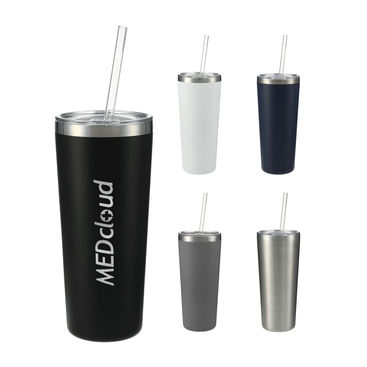Thor Copper Vacuum Tumbler with Slide Lid, 22 oz Laser Engraving - Black - Front Group