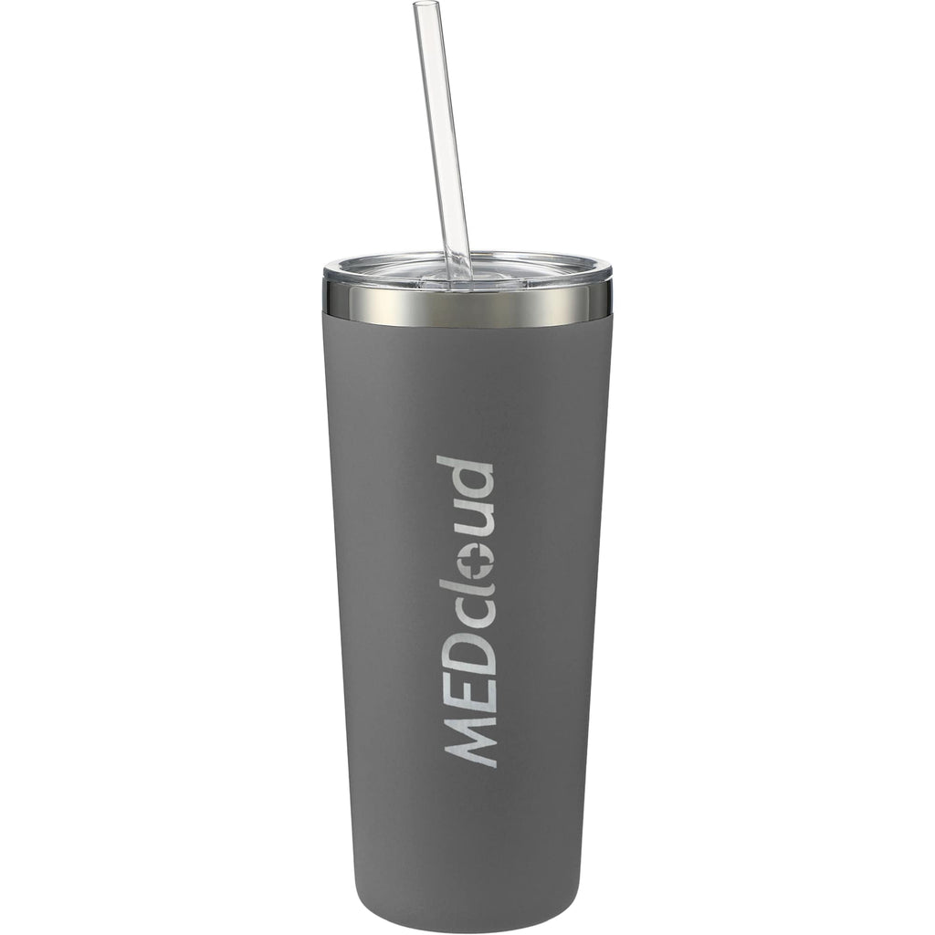 Thor Copper Vacuum Tumbler with Slide Lid, 22 oz Laser Engraving - Gray - Front