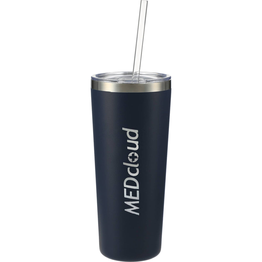 Thor Copper Vacuum Tumbler with Slide Lid, 22 oz Laser Engraving - Navy - Front 2
