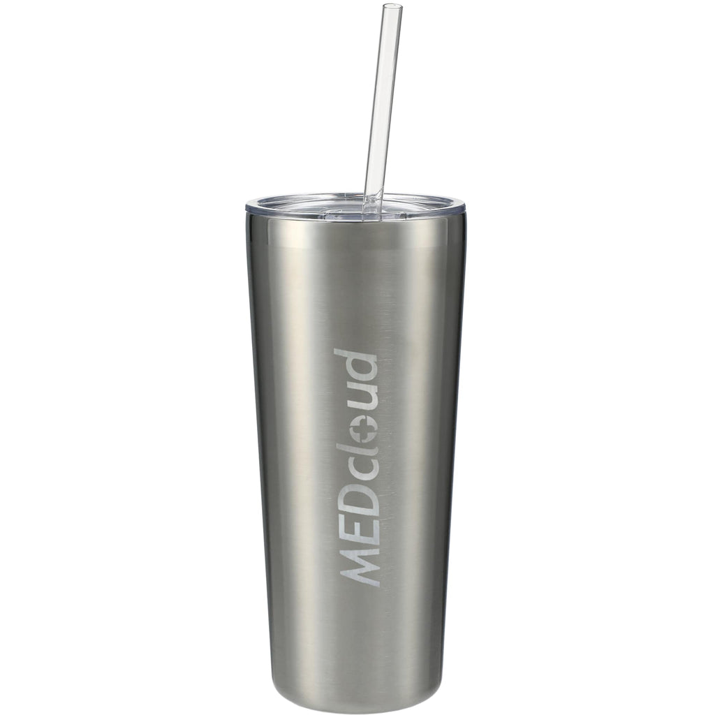 Thor Copper Vacuum Tumbler with Slide Lid, 22 oz Laser Engraving - Silver - Front 2