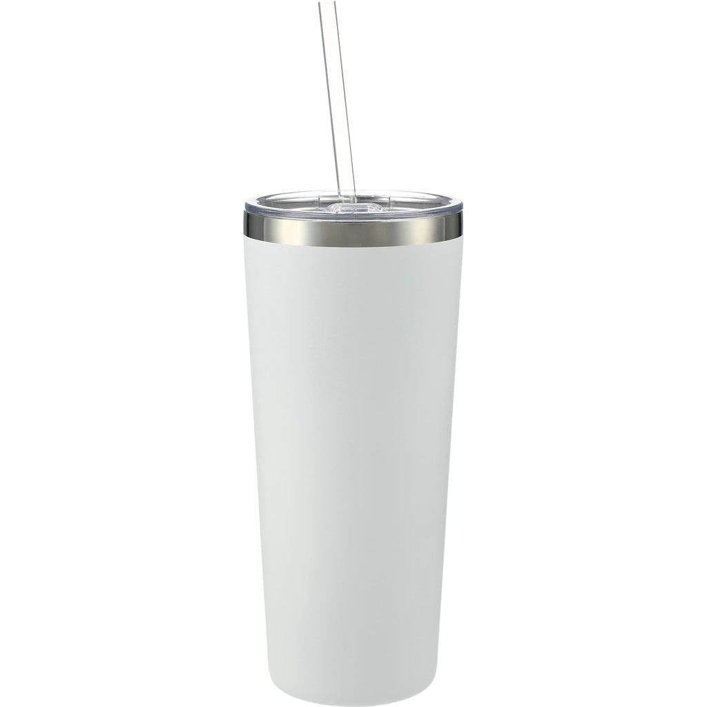 Thor Copper Vacuum Tumbler with Slide Lid, 22 oz Laser Engraving - White - Back