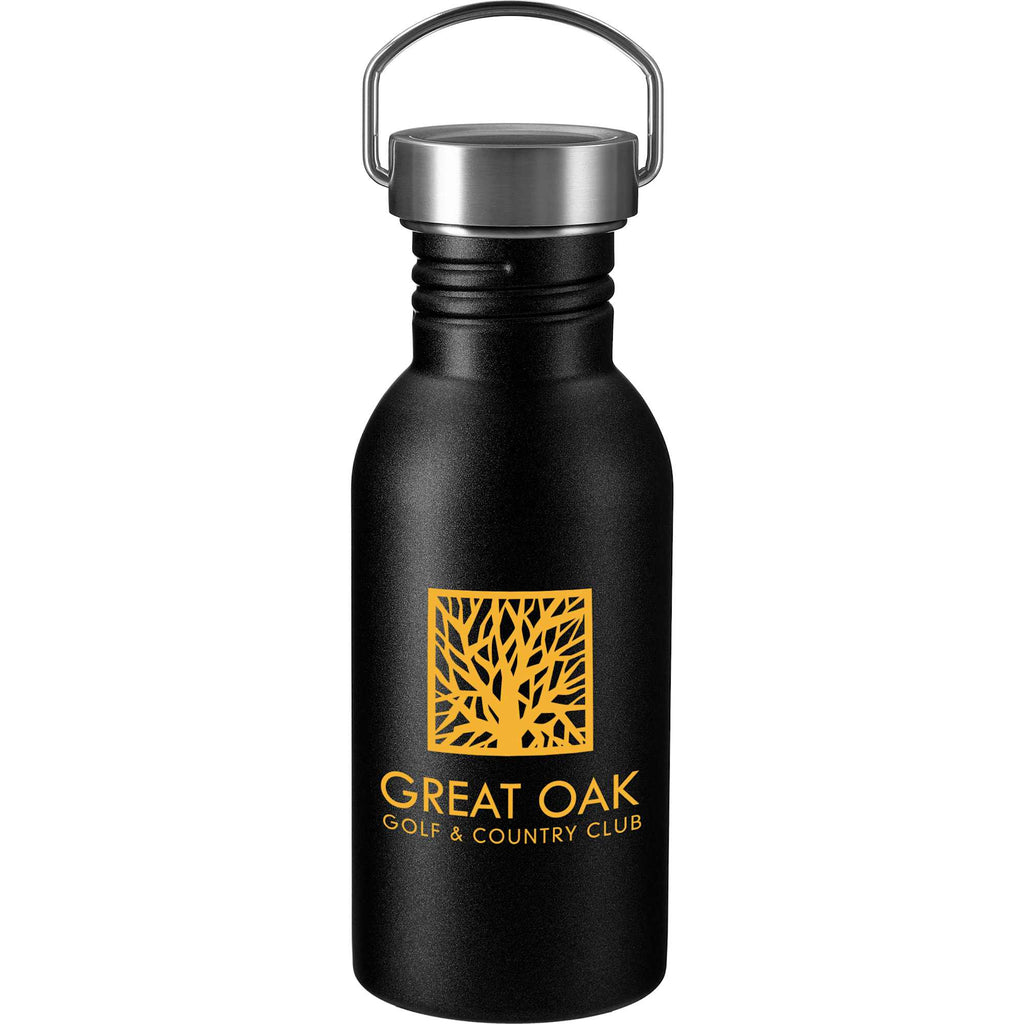 Thor Single Wall Stainless Bottle with Metal Loop, 20 oz Laser Engraving - Black - Front