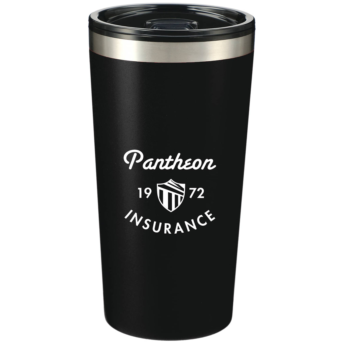 Thor Stainless Tumbler with Straw, 16 oz - Black - Front