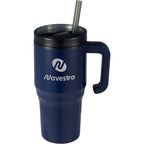 Thor Straw Tumbler with Handle, 20 oz Laser Engraving - Navy - Front