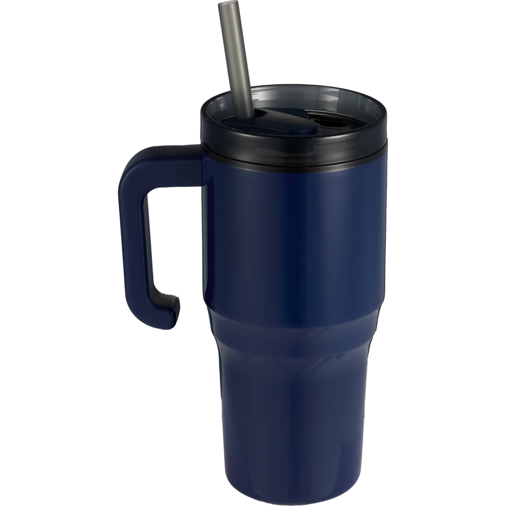 Thor Straw Tumbler with Handle, 20 oz - Navy - Back