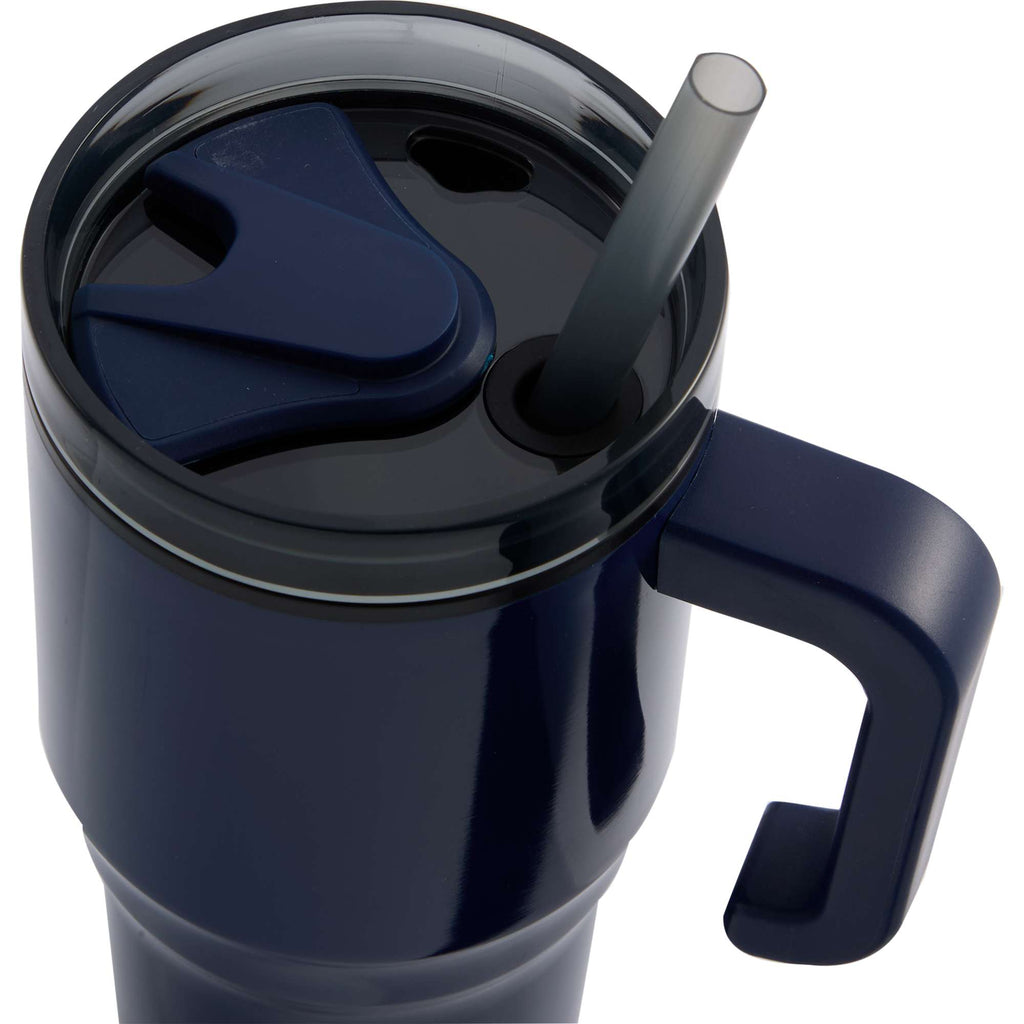 Thor Straw Tumbler with Handle, 20 oz - Navy - Lid