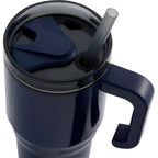 Thor Straw Tumbler with Handle, 20 oz - Navy - Lid