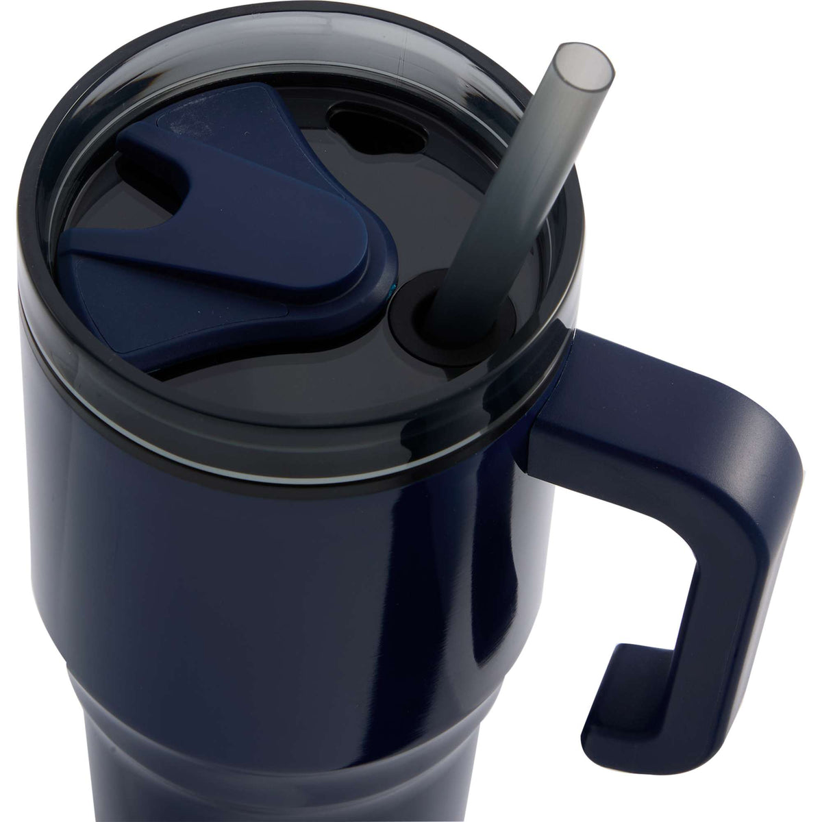 Thor Straw Tumbler with Handle, 20 oz - Navy - Lid