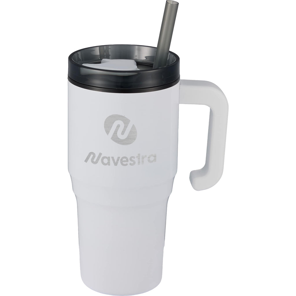 Thor Straw Tumbler with Handle, 20 oz - White - Front