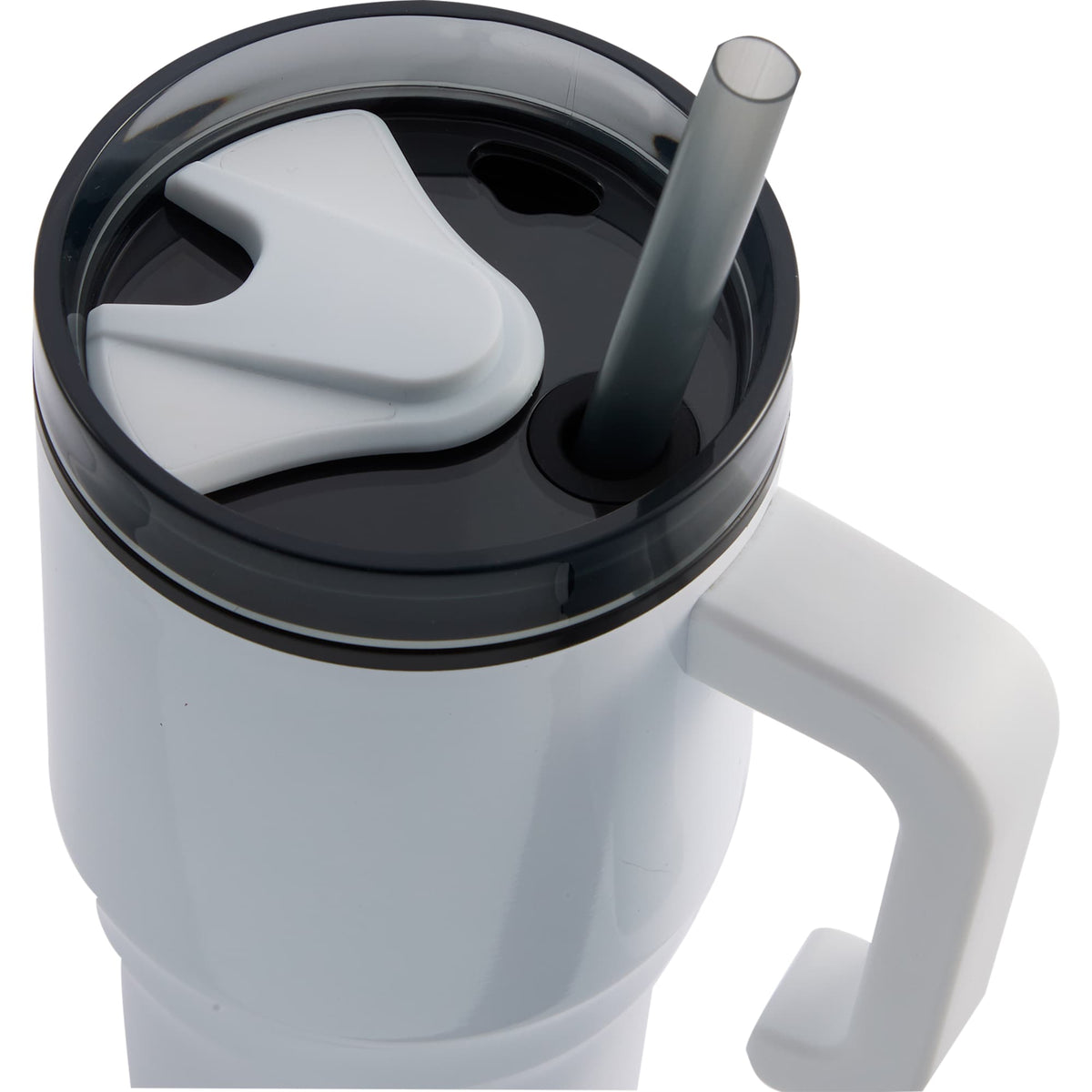 Thor Straw Tumbler with Handle, 20 oz - White - Lid