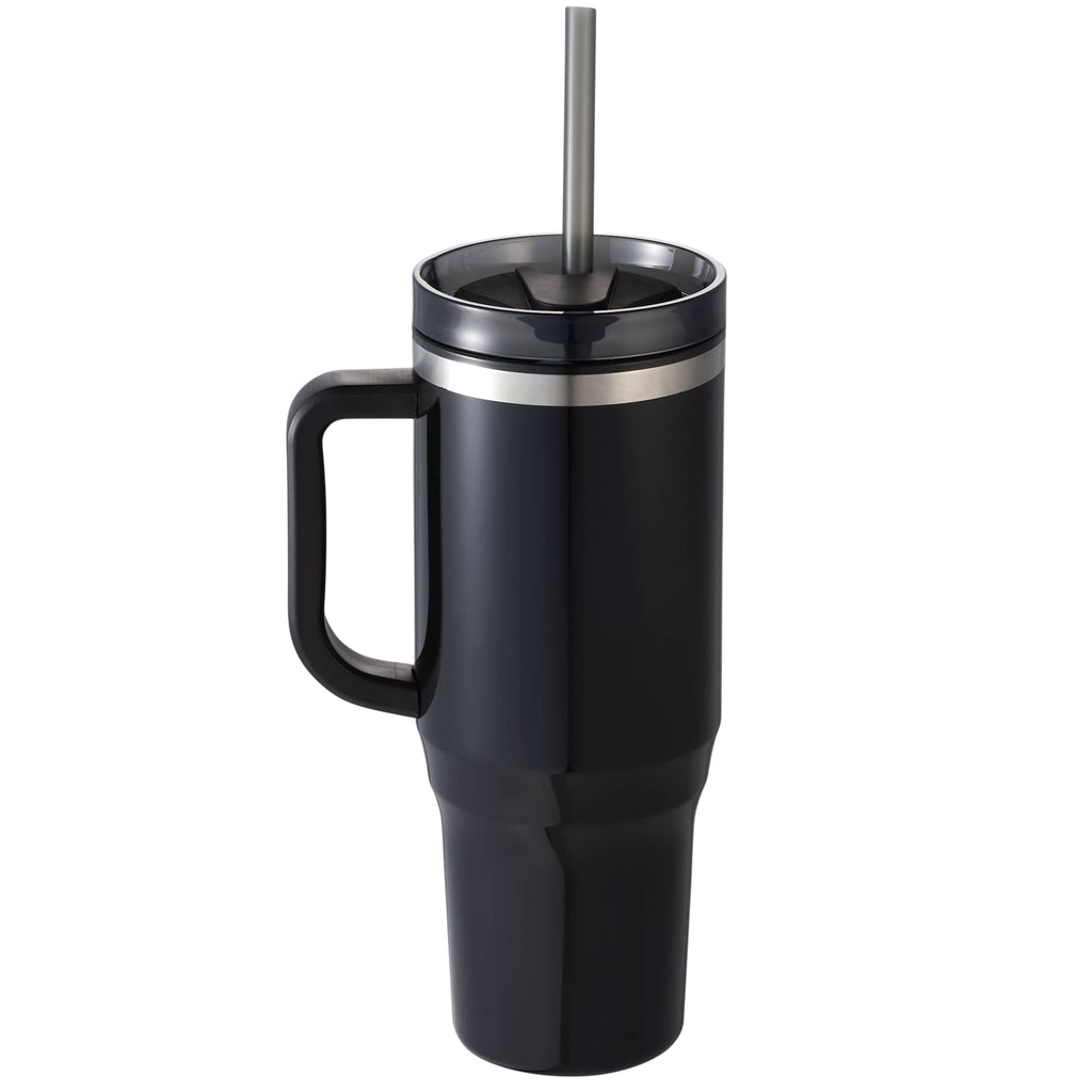 Thor Straw Tumbler with Handle, 40 oz - Black - Back