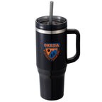 Thor Straw Tumbler with Handle, 40 oz - Black - Front 2
