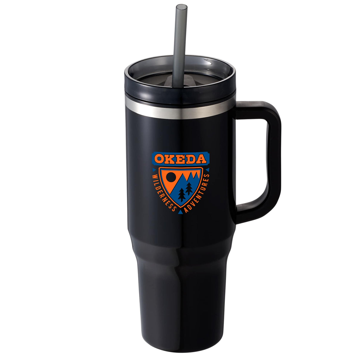 Thor Straw Tumbler with Handle, 40 oz - Black - Front 2