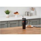 Thor Straw Tumbler with Handle, 40 oz - Black - Front 3