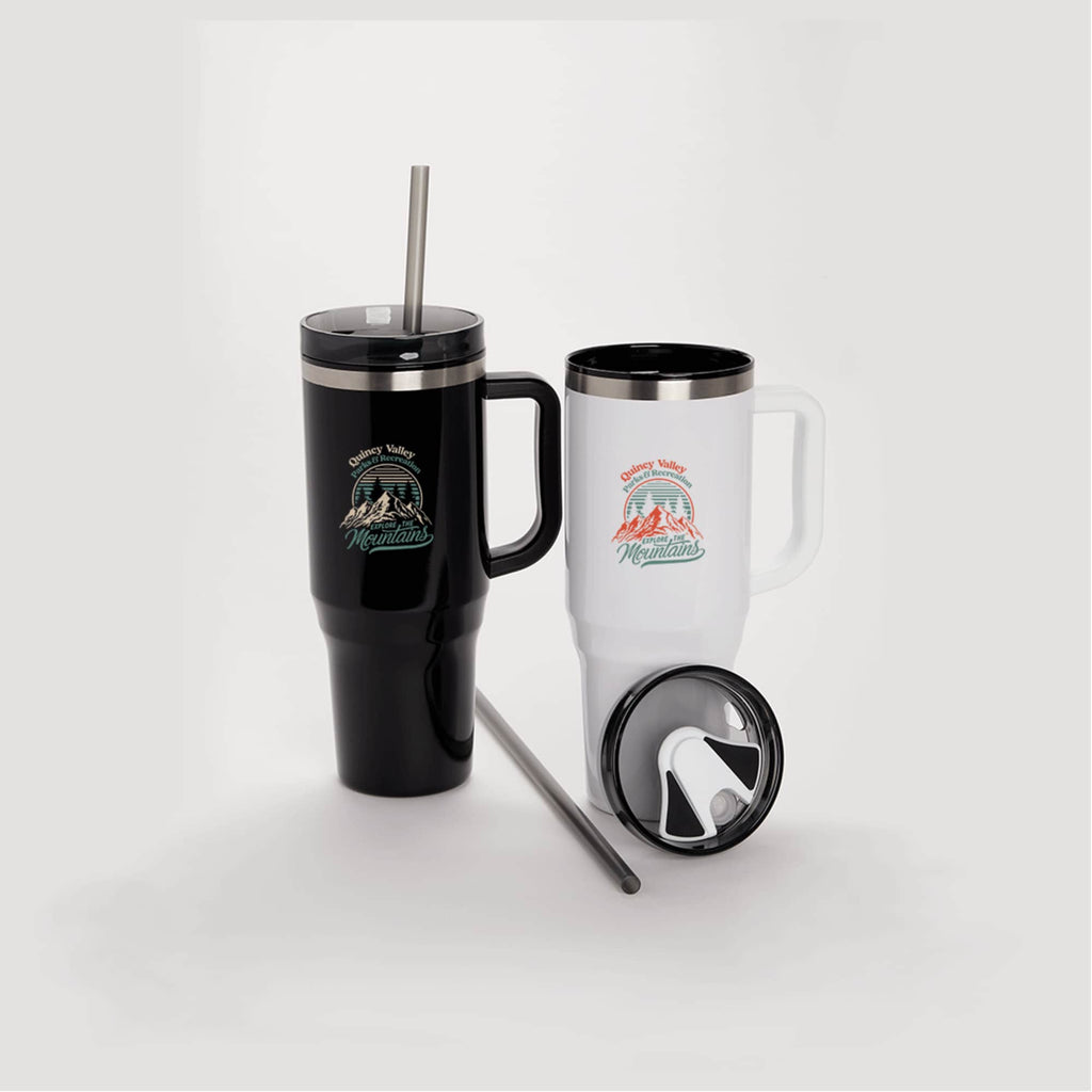 Thor Straw Tumbler with Handle, 40 oz - Black - Gif