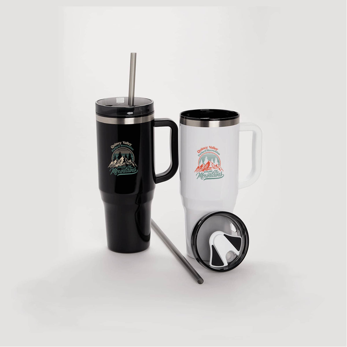 Thor Straw Tumbler with Handle, 40 oz - Black - Gif