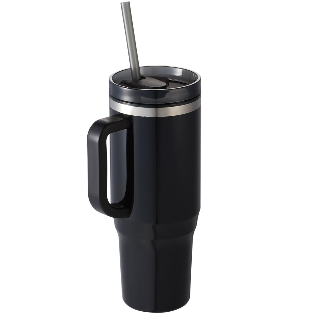 Thor Straw Tumbler with Handle, 40 oz - Black - Right Angle