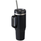 Thor Straw Tumbler with Handle, 40 oz - Black - Right Angle