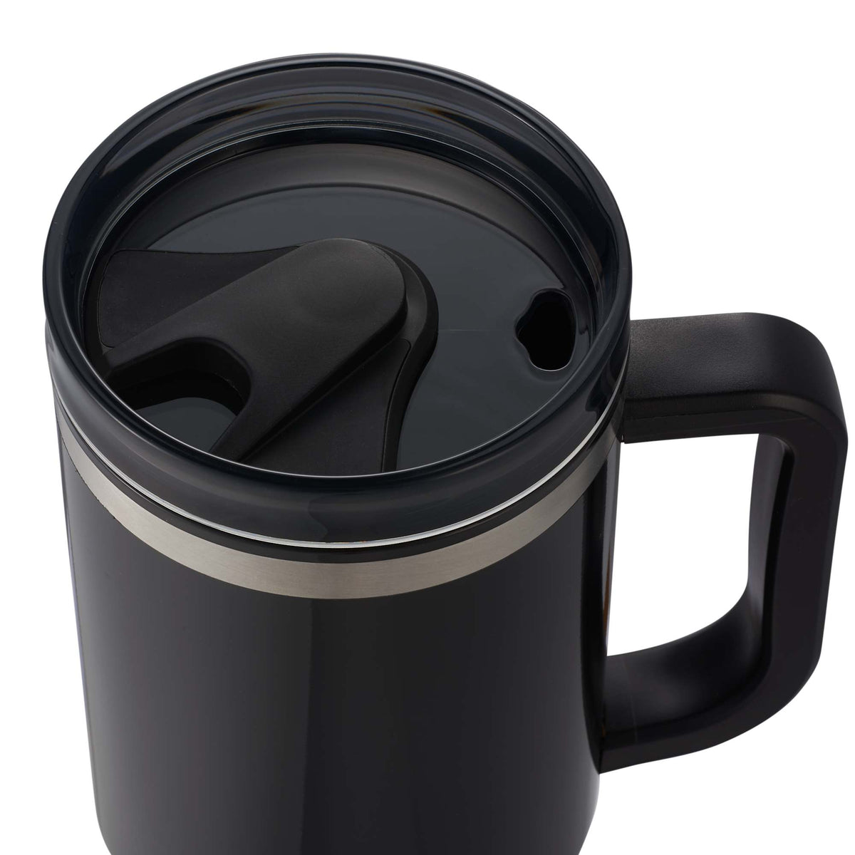 Thor Straw Tumbler with Handle, 40 oz - Black - Top 2