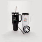 Thor Straw Tumbler with Handle, 40 oz Laser Engraving - Black - Gif
