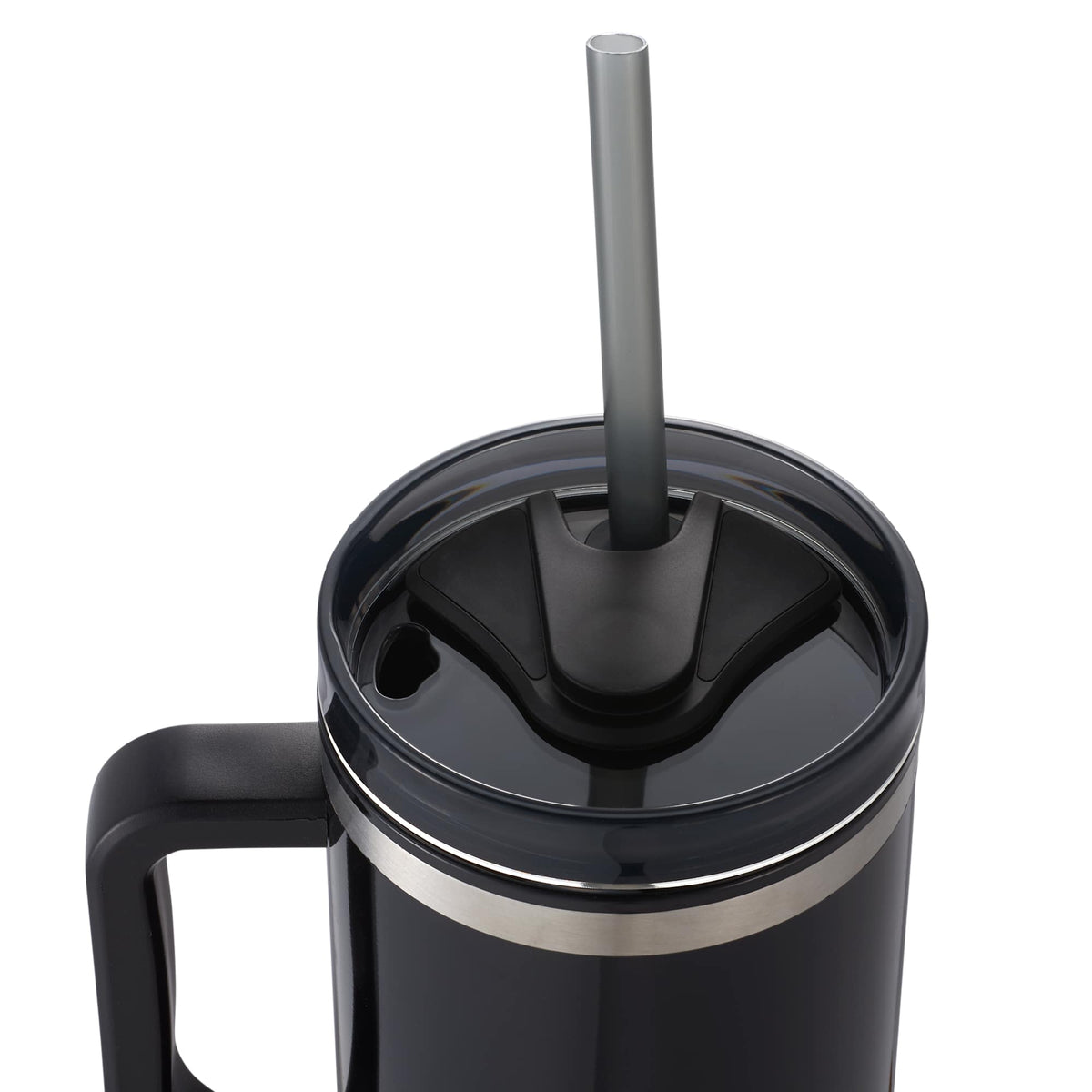 Thor Straw Tumbler with Handle, 40 oz Laser Engraving - Black - Top 5
