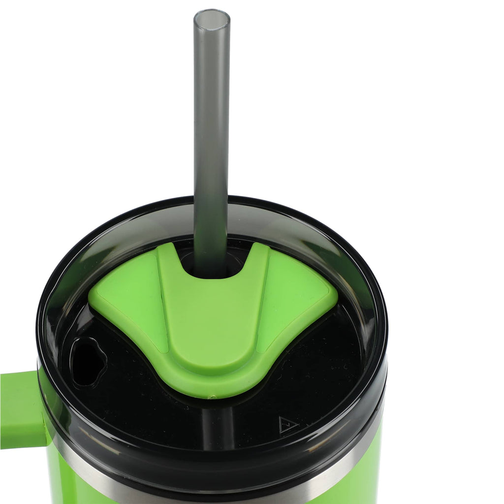 Thor Straw Tumbler with Handle, 40 oz Laser Engraving - Green - Top 2