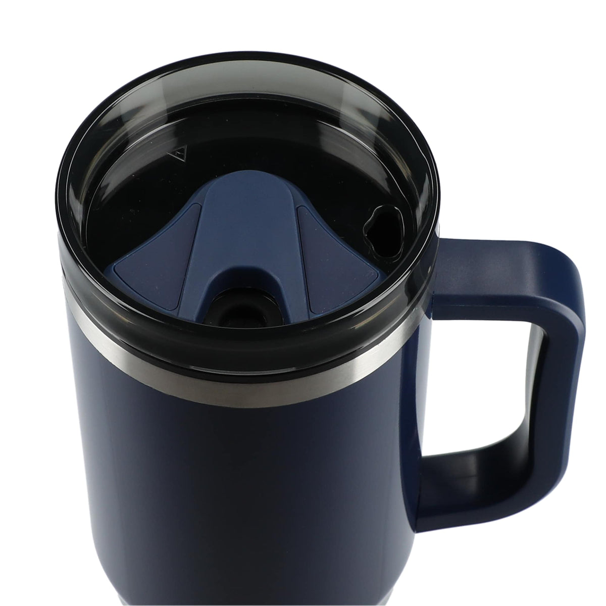 Thor Straw Tumbler with Handle, 40 oz Laser Engraving - Navy - Top 4