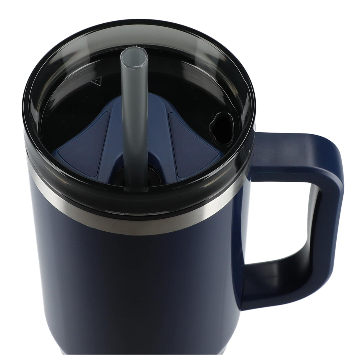 Thor Straw Tumbler with Handle, 40 oz Laser Engraving - Navy - Top