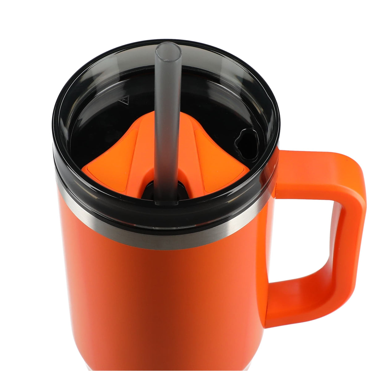 Thor Straw Tumbler with Handle, 40 oz Laser Engraving - Orange - Top 4