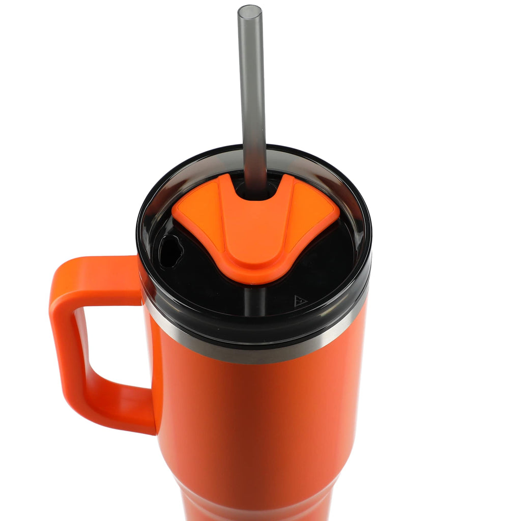 Thor Straw Tumbler with Handle, 40 oz Laser Engraving - Orange - Top 5