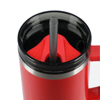 Thor Straw Tumbler with Handle, 40 oz Laser Engraving - Red - Top