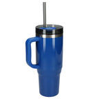 Thor Straw Tumbler with Handle, 40 oz Laser Engraving - Royal - Left Angle