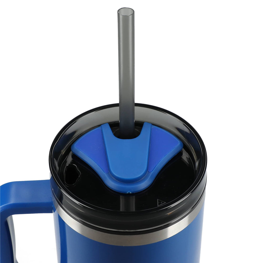 Thor Straw Tumbler with Handle, 40 oz Laser Engraving - Royal - Top 3